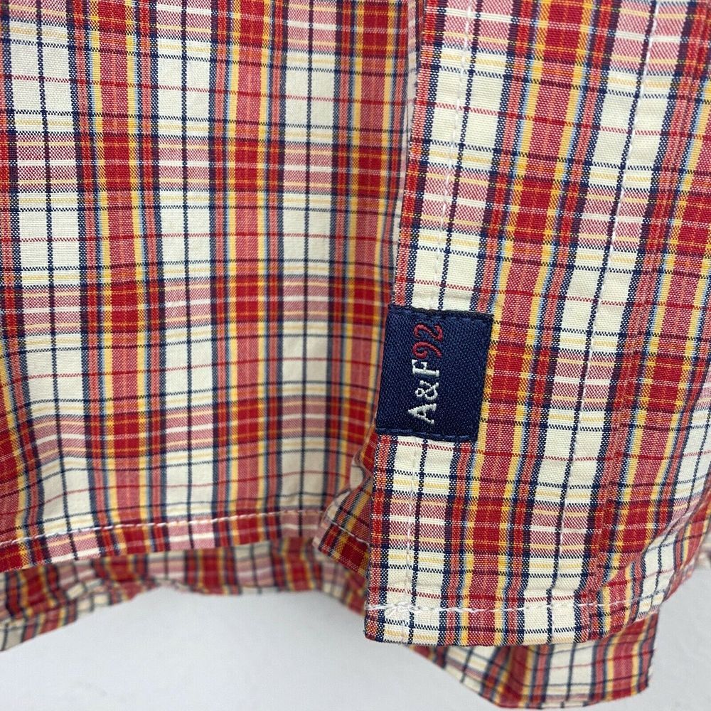 Abercrombie & Fitch Men's Large Muscle Fit Plaid Button Down Shirt Orange *Flaw - Picture 5 of 7